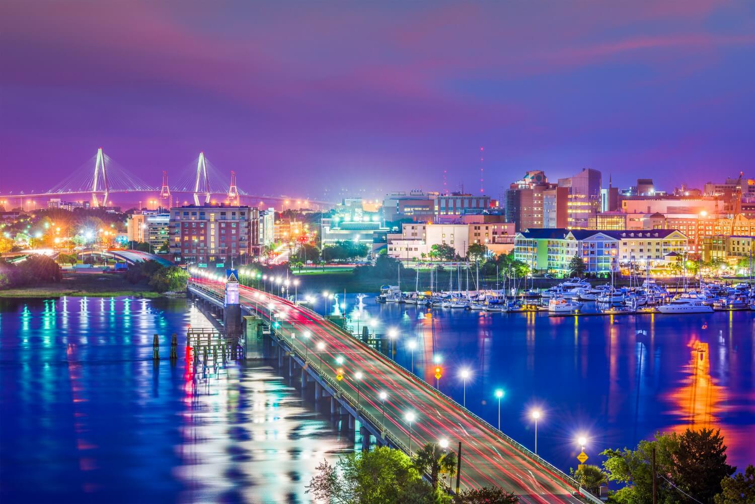 Charleston, South Carolina skyline at night